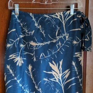 Blue silk wrap skirt